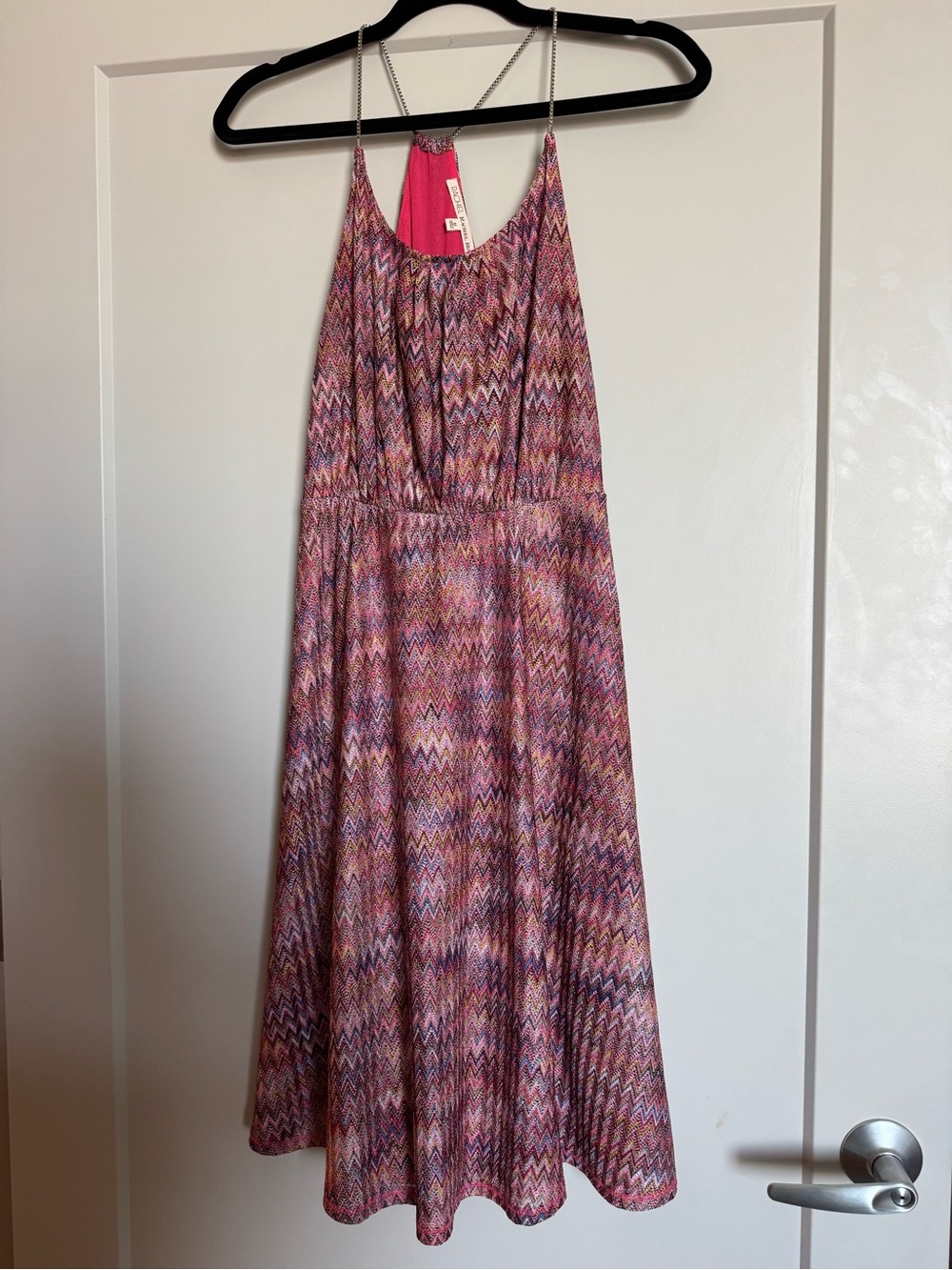 Rachel Roy chain strap chevron midi dress